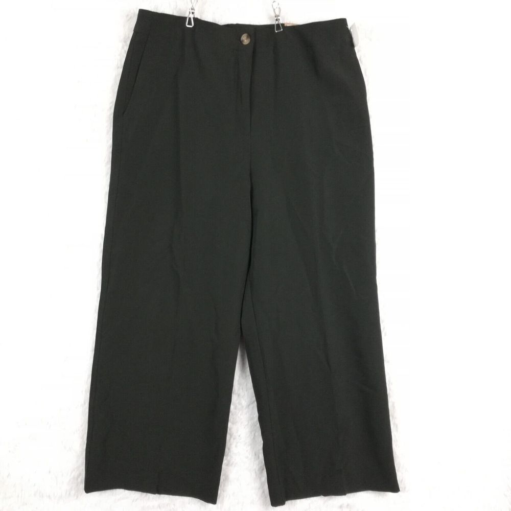Cooper & Ella Womens‎ Pants Wide Leg Capri Black Casual Stretch 14 New